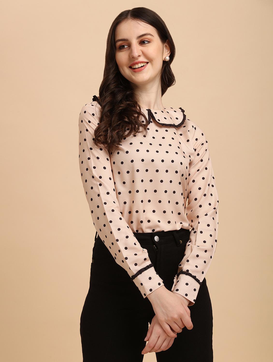 peter pan neck printed top - 18499966 - Standard Image - 1