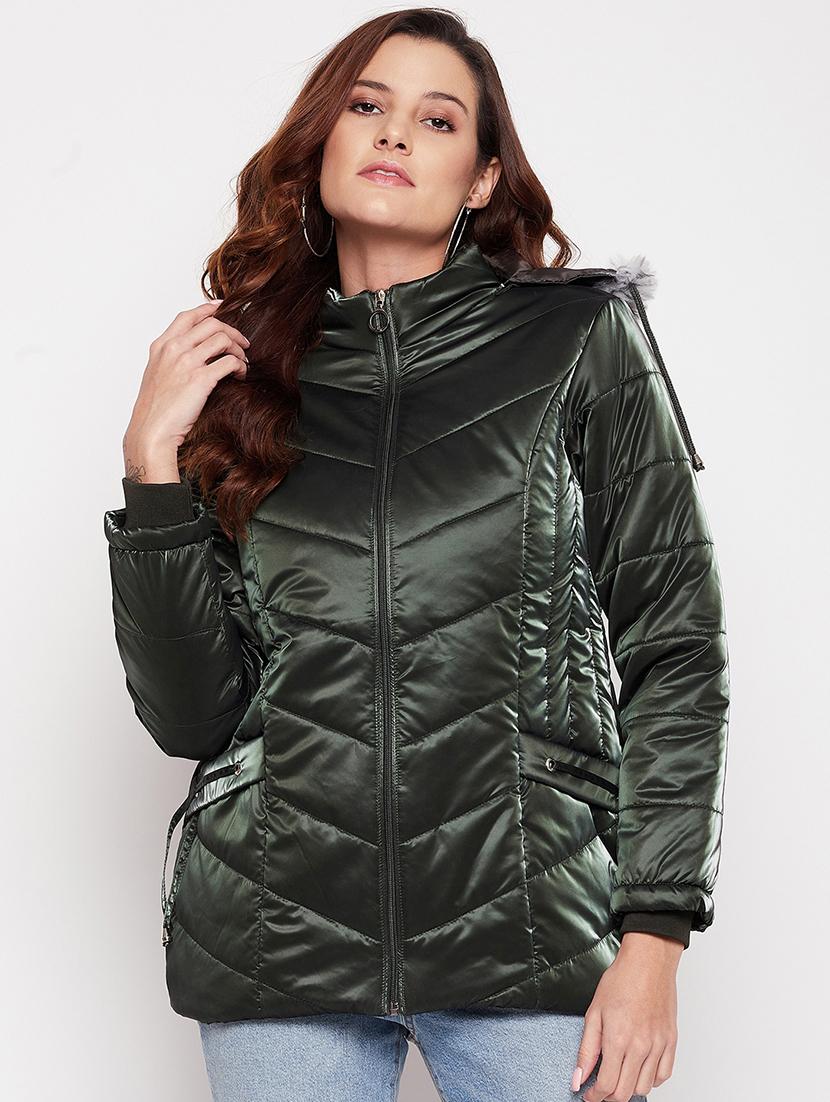 solid green hooded jacket - 18500011 - Zoom Image - 0