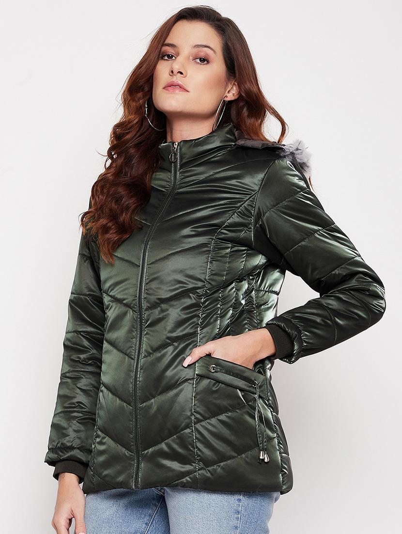 solid green hooded jacket - 18500011 - Standard Image - 1