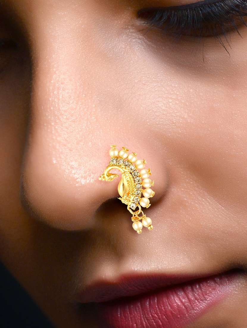 silver brass naath nose pin - 18500109 - Standard Image - 1