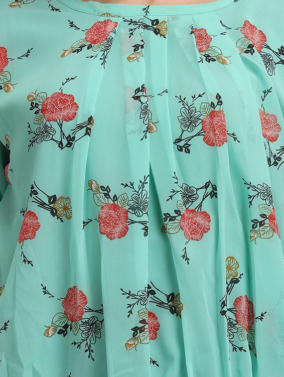 round neck floral print blouson top - 18500235 - Standard Image - 4