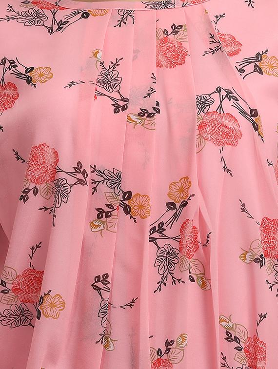 round neck floral print blouson top - 18500237 - Standard Image - 4
