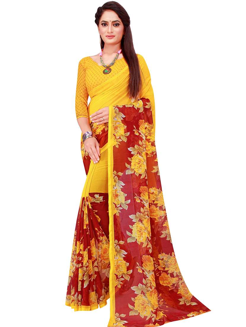 pack of 2 printed sarees with blouse - 18500557 -  Standard Image - 1