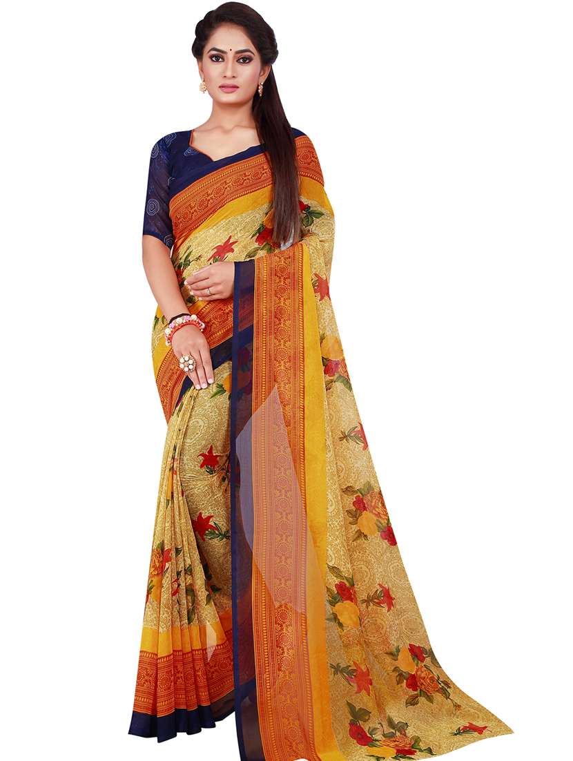 pack of 2 printed sarees with blouse - 18500686 -  Standard Image - 1
