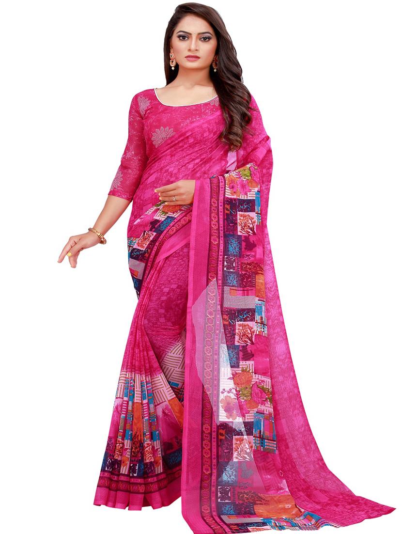 women's floral multi colored saree with blouse - 18500800 -  Standard Image - 1