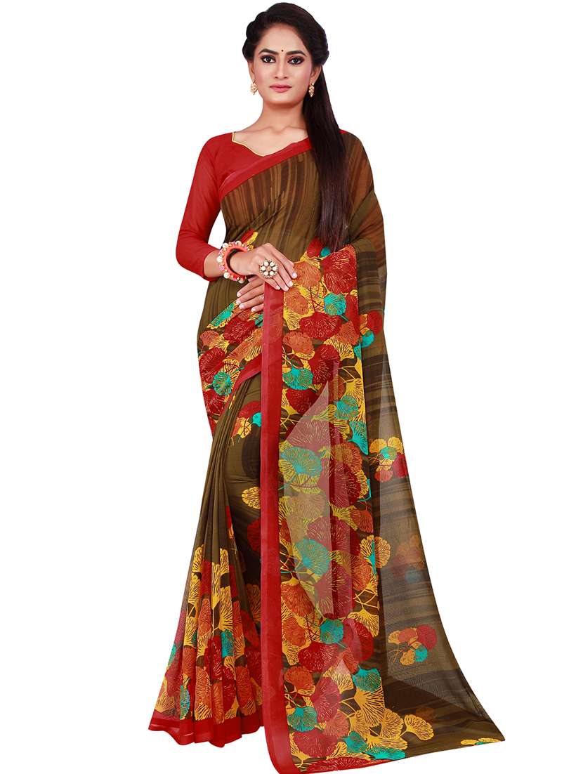 pack of 2 printed sarees  with blouse - 18500910 -  Standard Image - 1