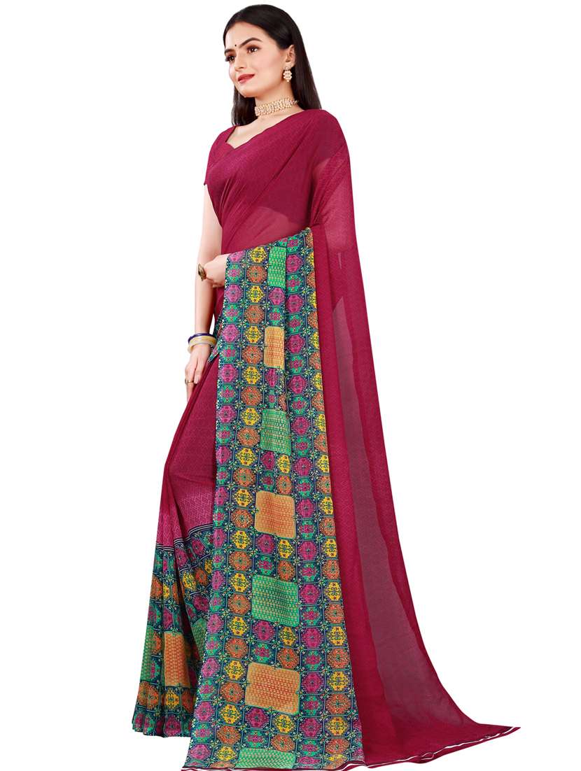 women's printed multi colored saree with blouse - 18500932 -  Standard Image - 1