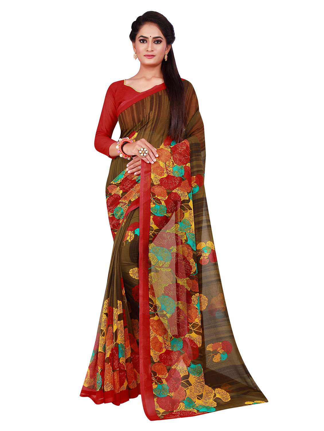 pack of 2 printed saree with blouse - 18501309 -  Standard Image - 1
