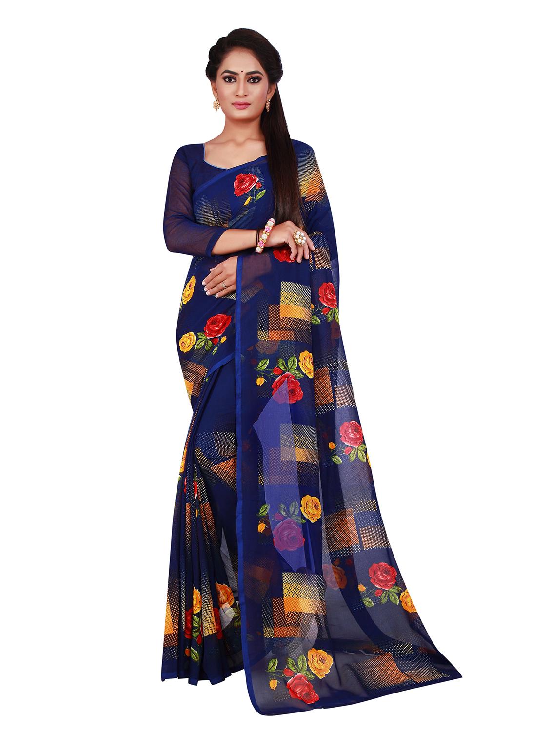 pack of 2 printed sarees with blouse - 18501415 -  Standard Image - 1
