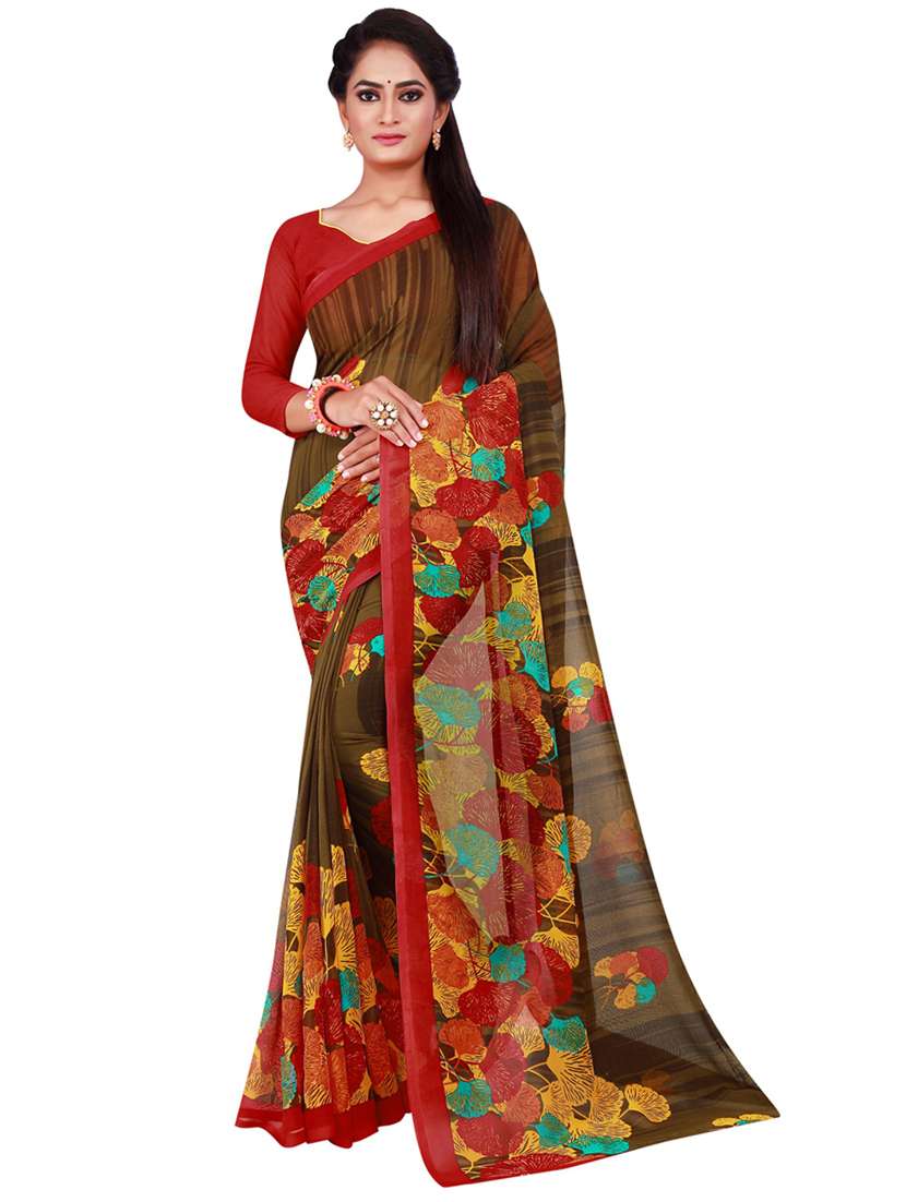 pack of 2 printed sarees with blouse - 18501580 - Standard Image - 1