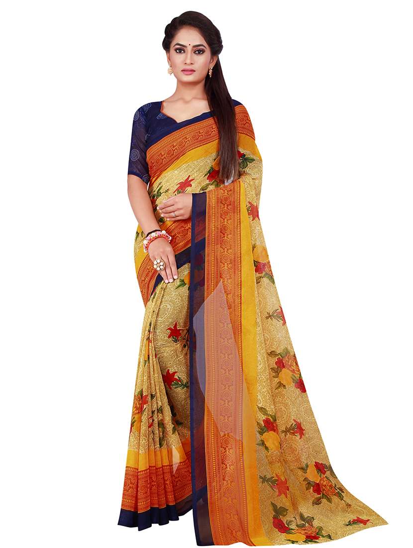 pack of 2 printed sarees with blouse - 18502194 -  Standard Image - 1