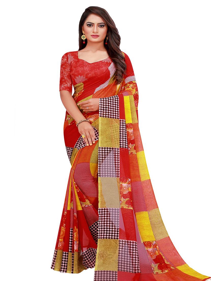 pack of 2 printed sarees with blouse - 18502237 - Standard Image - 1