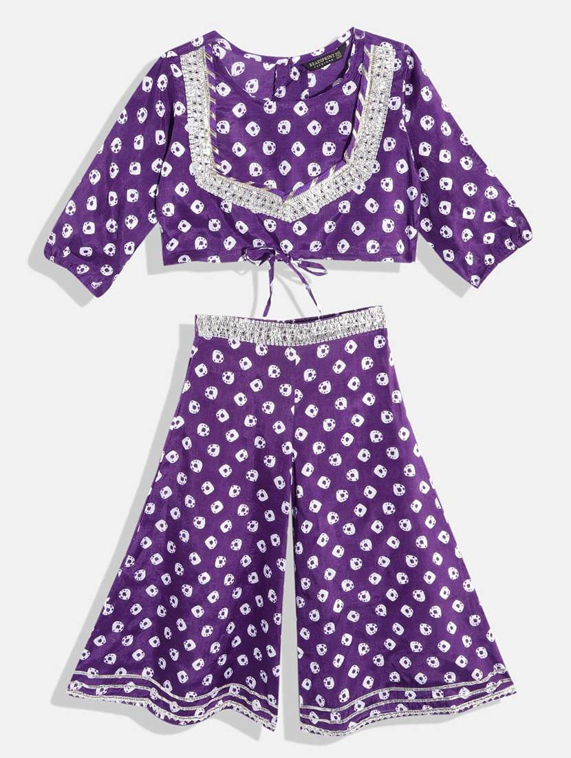 girls bandhani kurta sharara set 