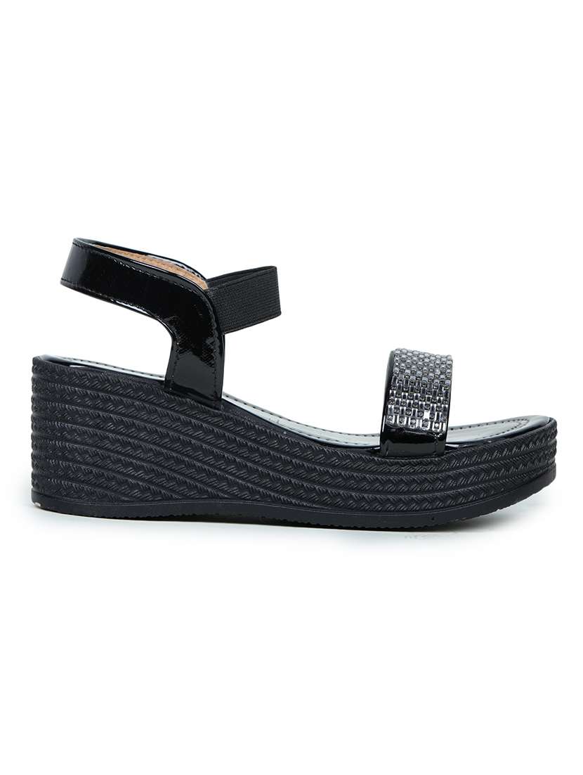 women black ankle strap wedge - 18502597 - Standard Image - 1