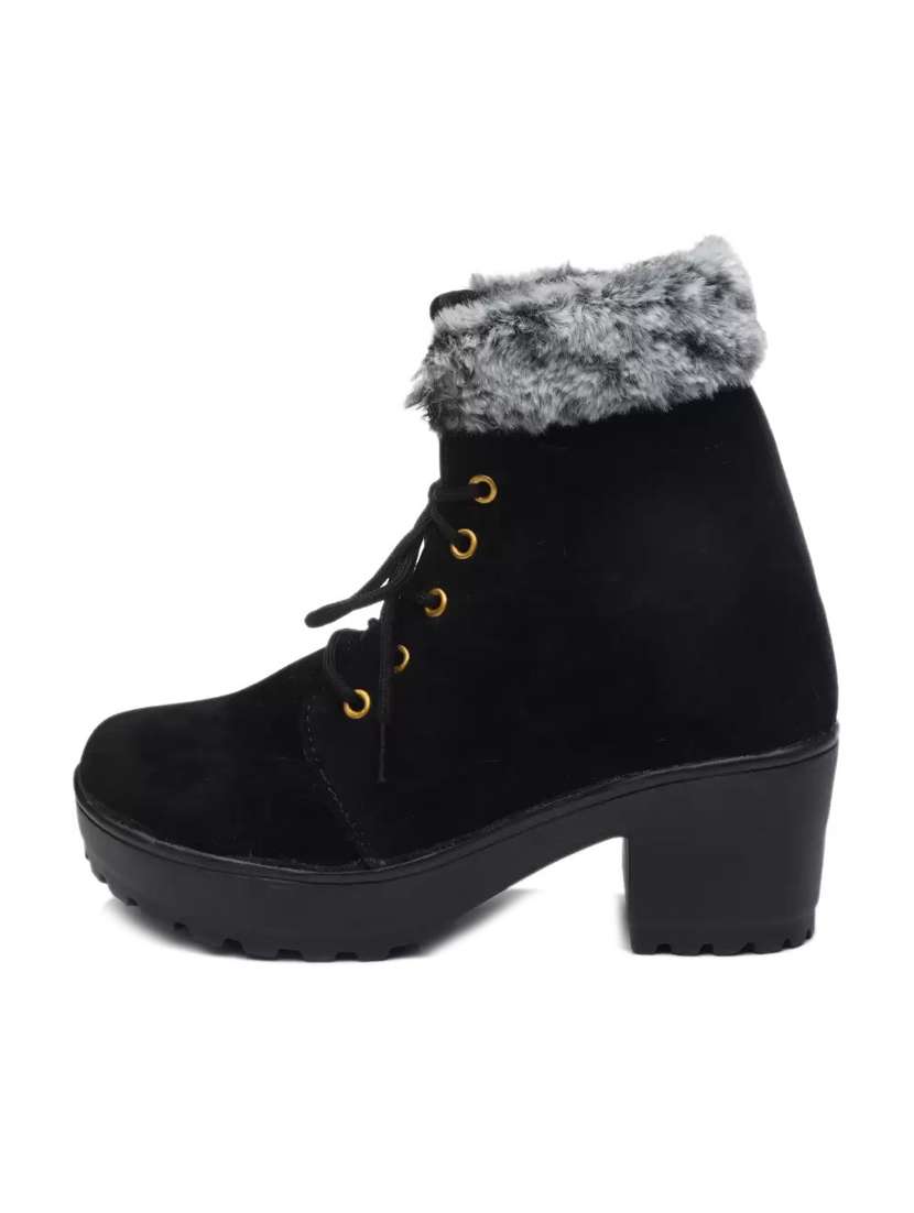 ankle length lace up boots with fur accent - 18502600 -  Standard Image - 1