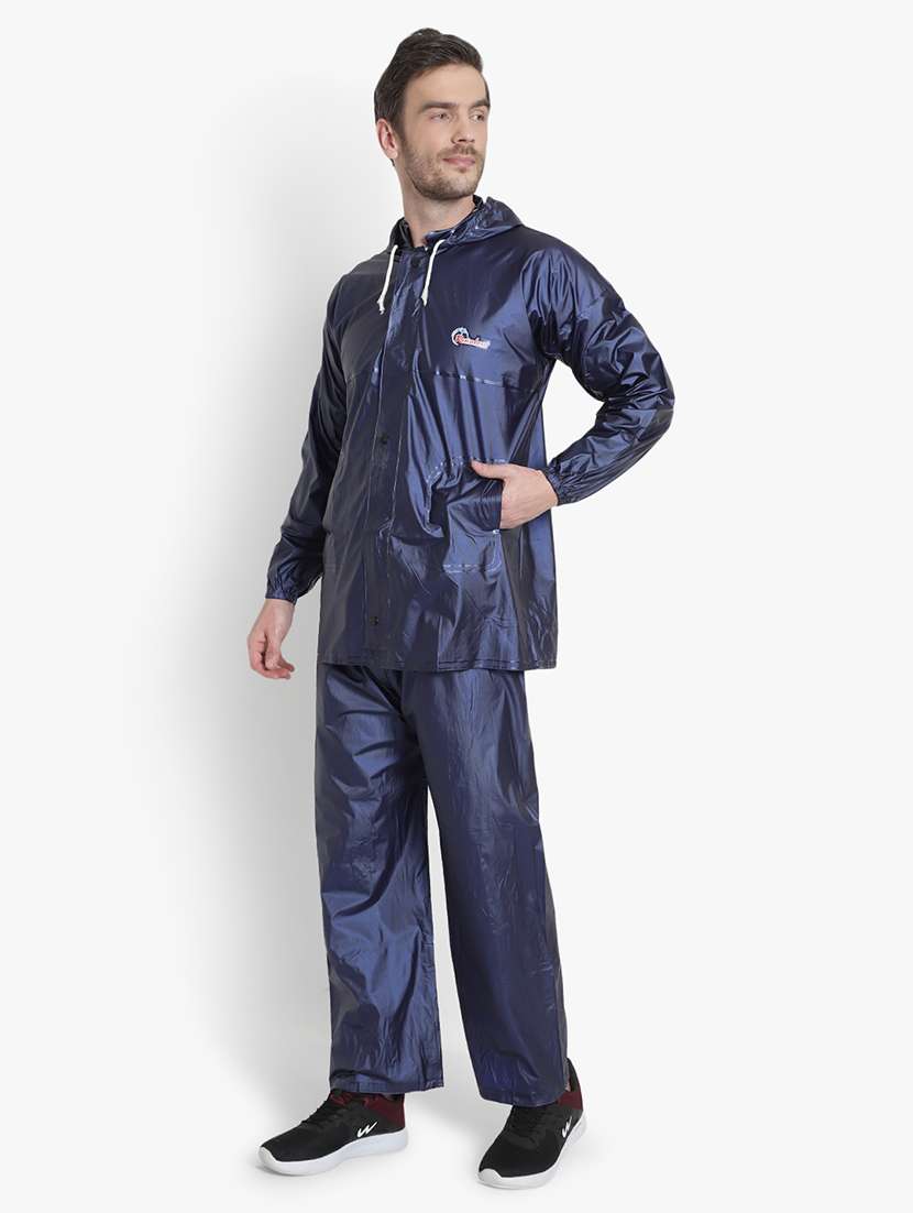 navy solid hooded rain suit - 18503970 - Standard Image - 1
