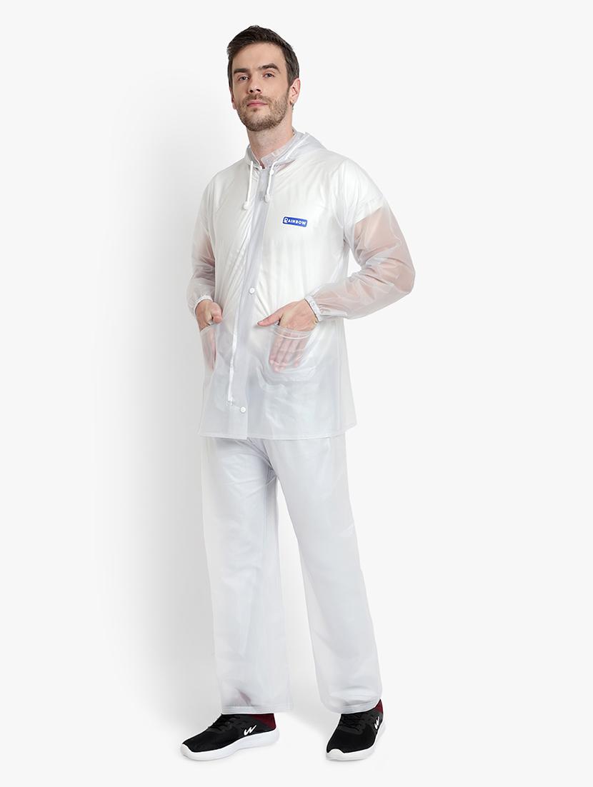 white transparent solid hooded rain suit - 18503973 - Standard Image - 1