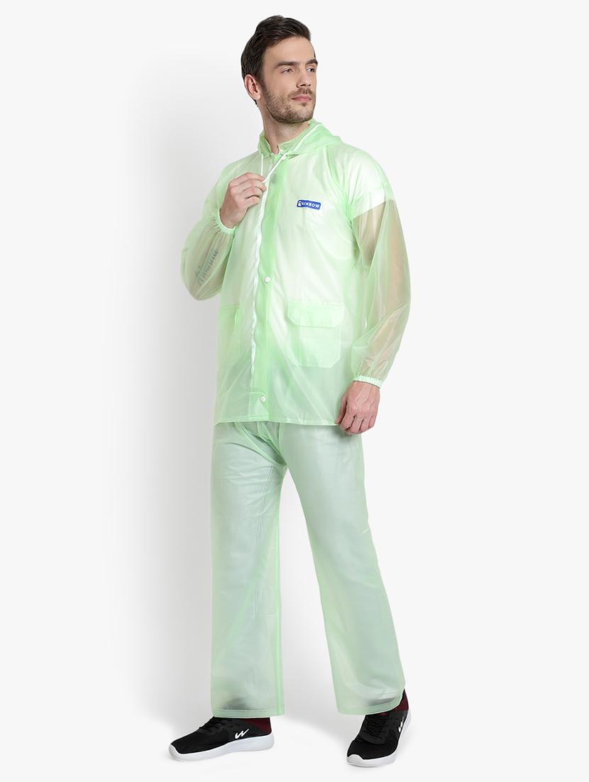 green transparent solid hooded rain suit - 18503977 -  Standard Image - 1
