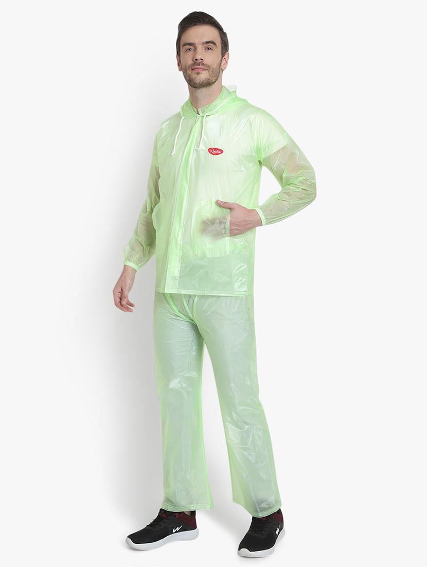 green transparent solid hooded rain suit - 18503986 -  Standard Image - 1