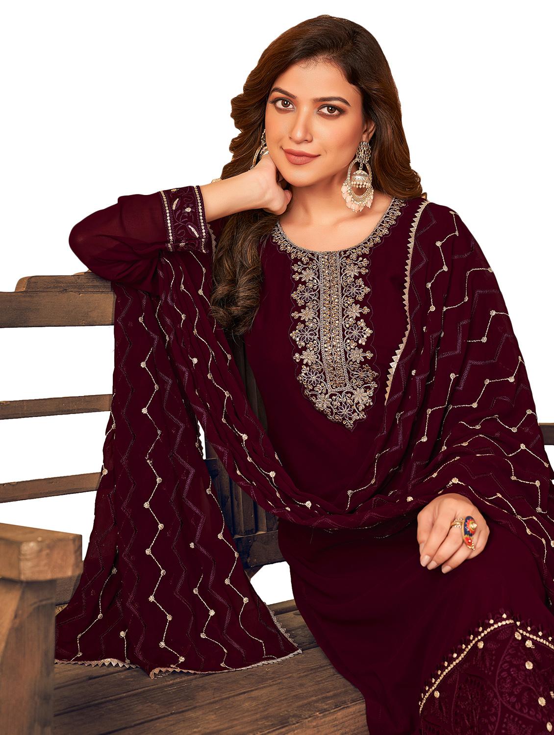 embroidered unstitched suit set - 18507161 - Standard Image - 1