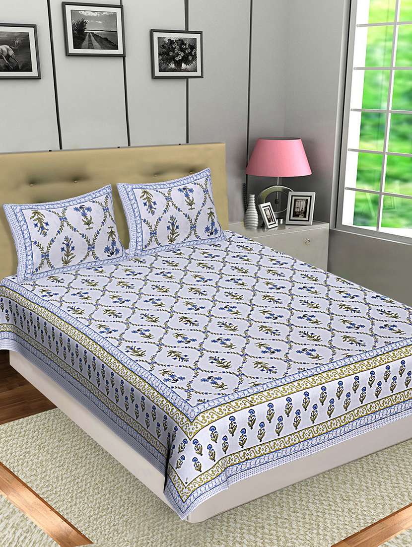 texstylers jaipuri traditional queen size bedsheet with 2 pillow covers