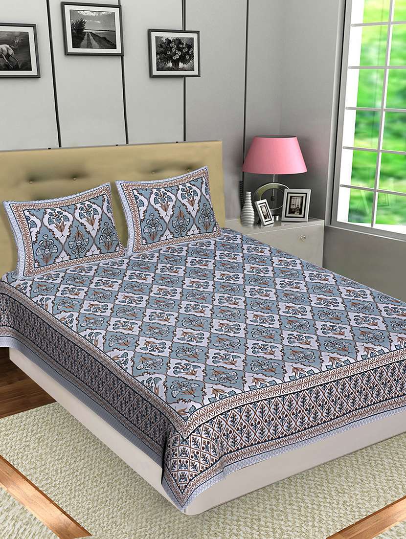 texstylers jaipuri traditional queen size bedsheet with 2 pillow covers