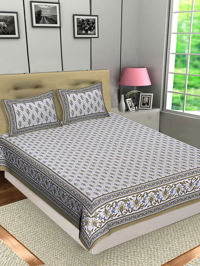 texstylers jaipuri traditional queen size bedsheet with 2 pillow covers