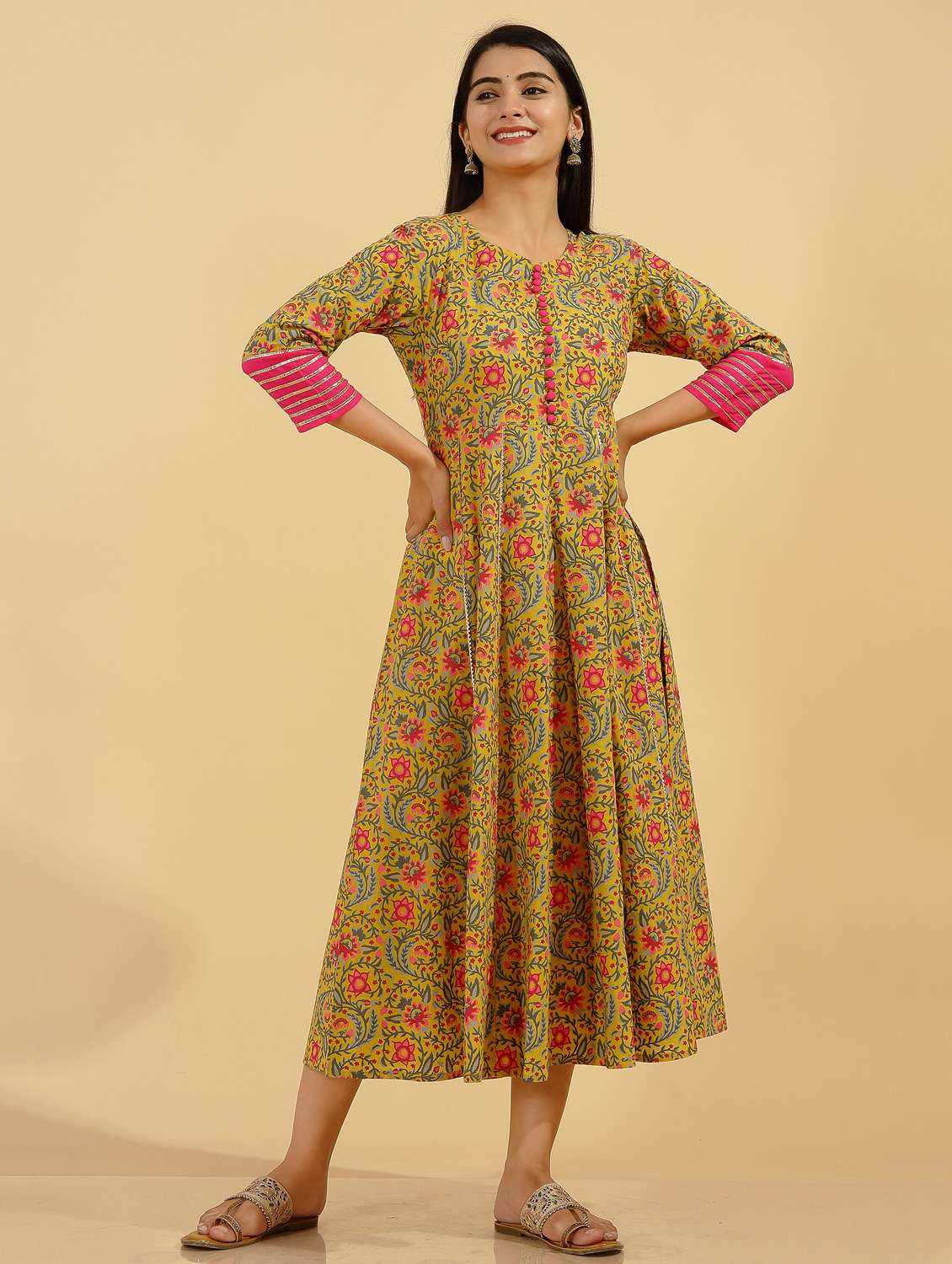 floral print anarkali ethnic dress
