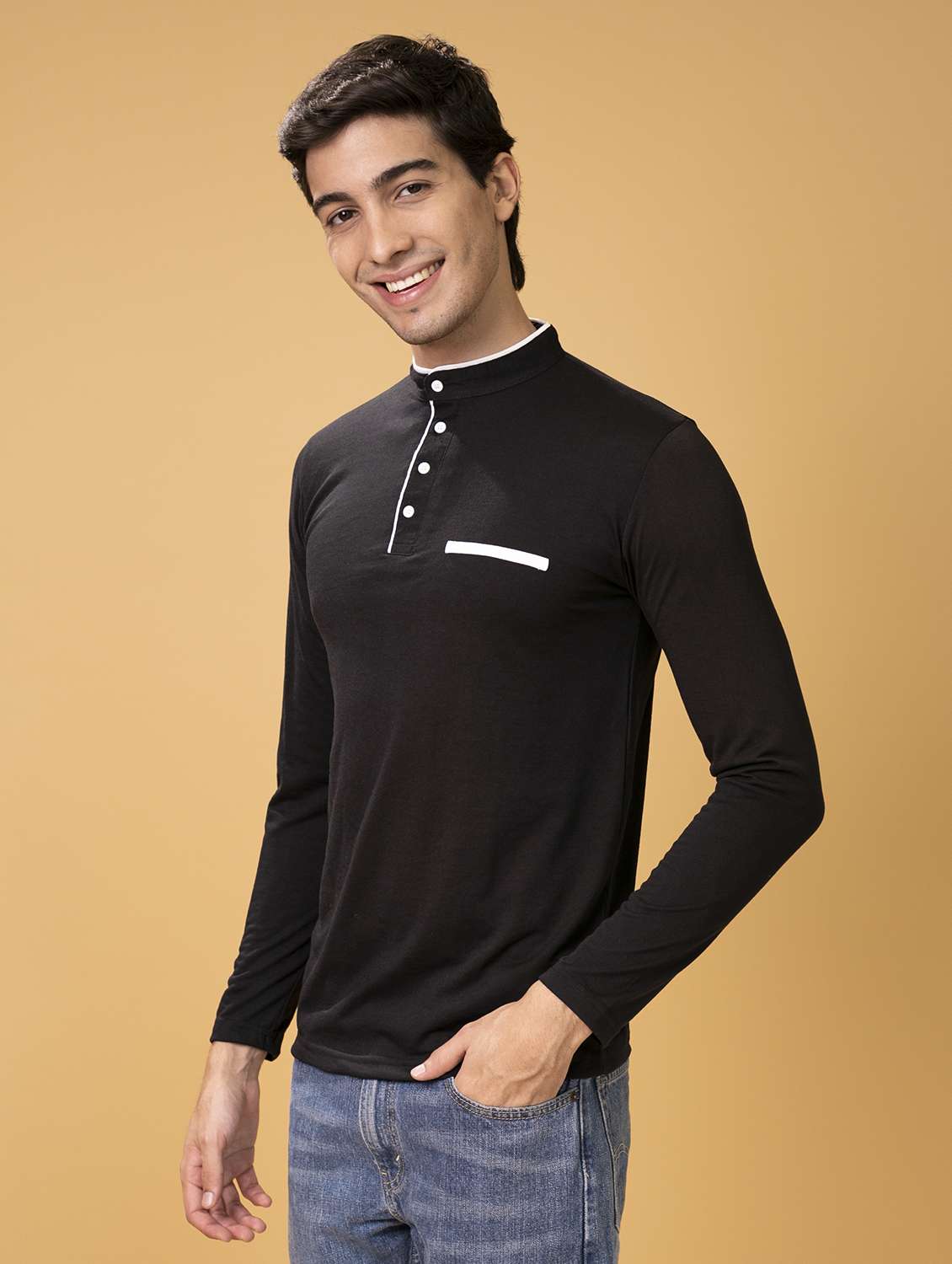 black solid casual t-shirt  - 18507470 -  Standard Image - 1