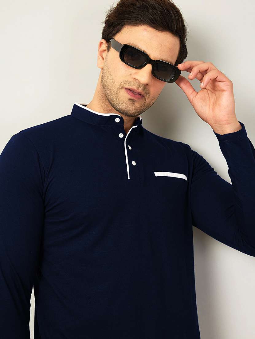 navy blue solid casual t-shirt  - 18507472 -  Standard Image - 1