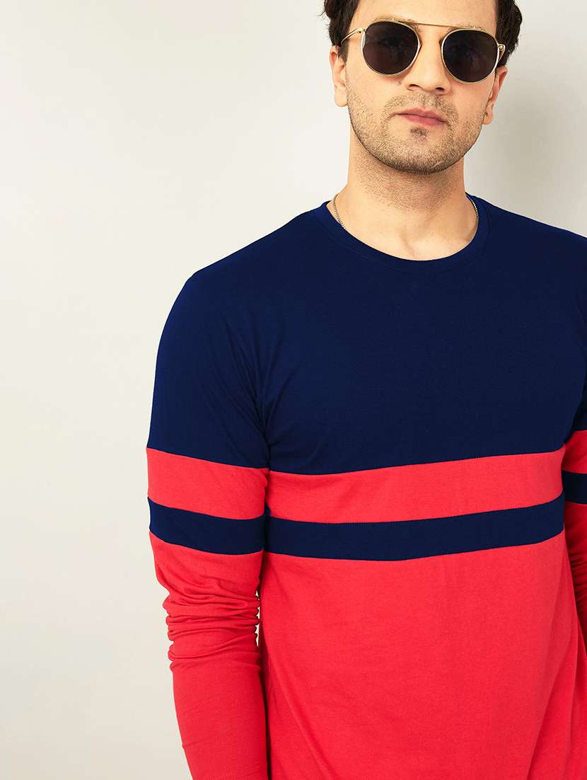 red color block casual t-shirt - 18507489 - Standard Image - 1