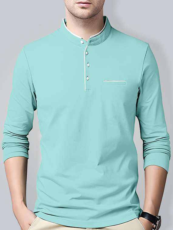 men sea green regular fit plain t-shirt