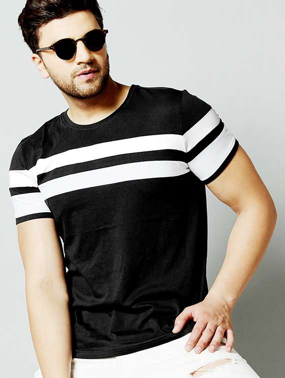crew neck color blocked t-shirt