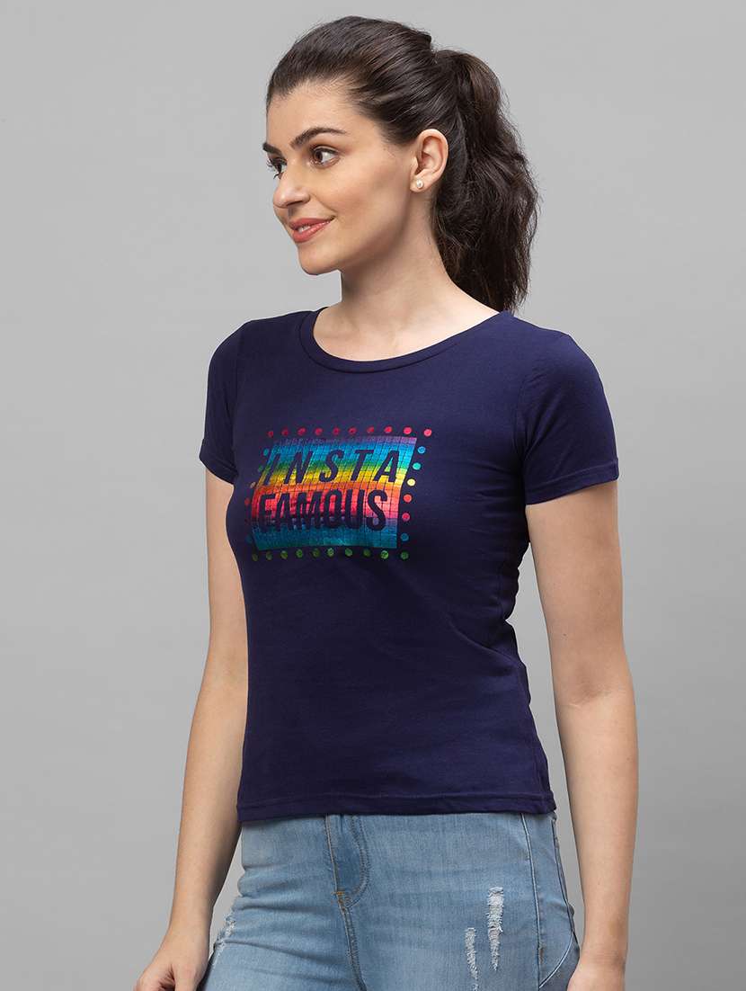 women's front print round neck t-shirt - 18507878 -  Standard Image - 1