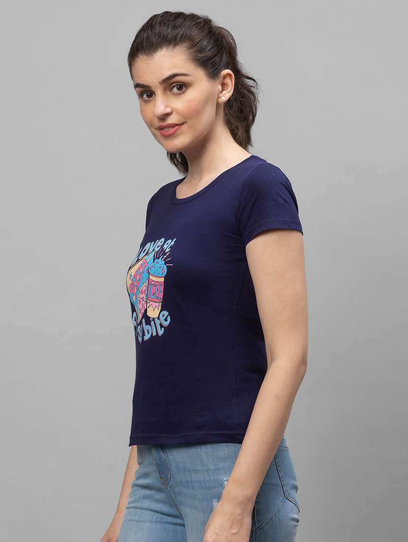 women's front print round neck t-shirt - 18507879 -  Standard Image - 1