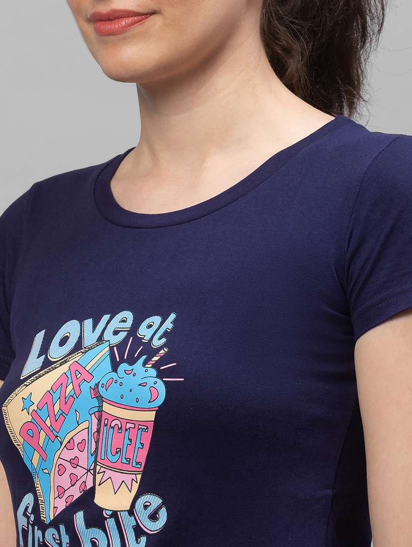 women's front print round neck t-shirt - 18507879 -  Standard Image - 4