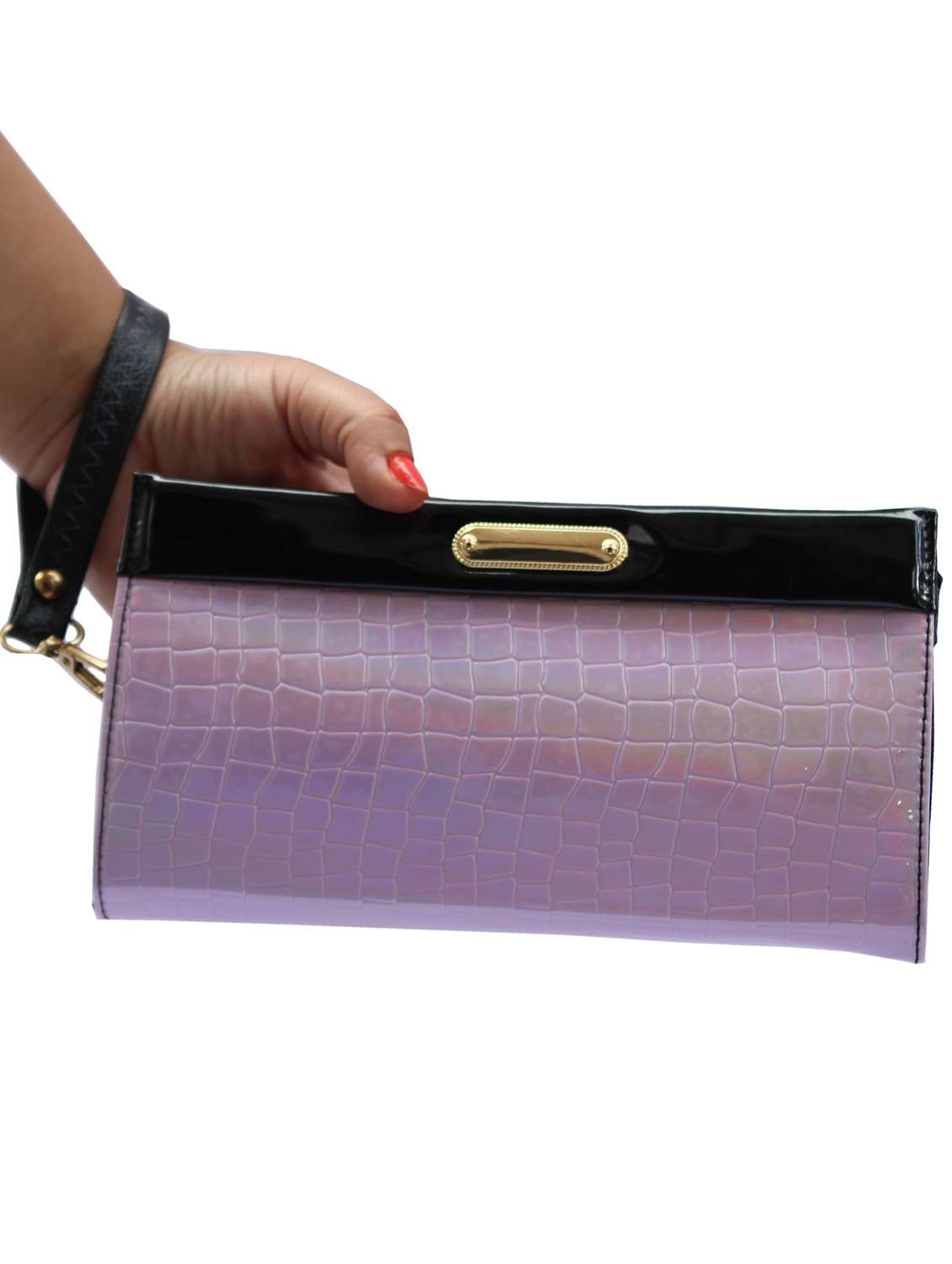 purple leatherette (pu) regular clutch - 18507908 -  Standard Image - 4