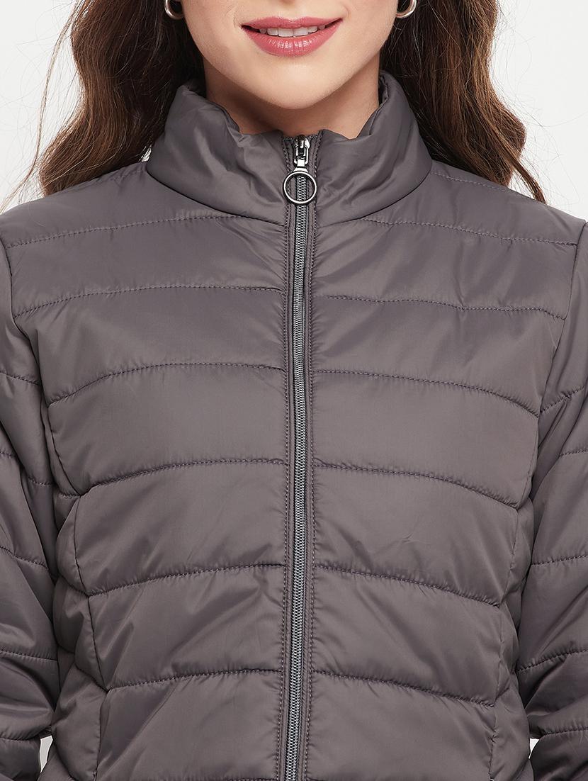 women solid long sleeve quilted jacket - 18507968 - Standard Image - 4