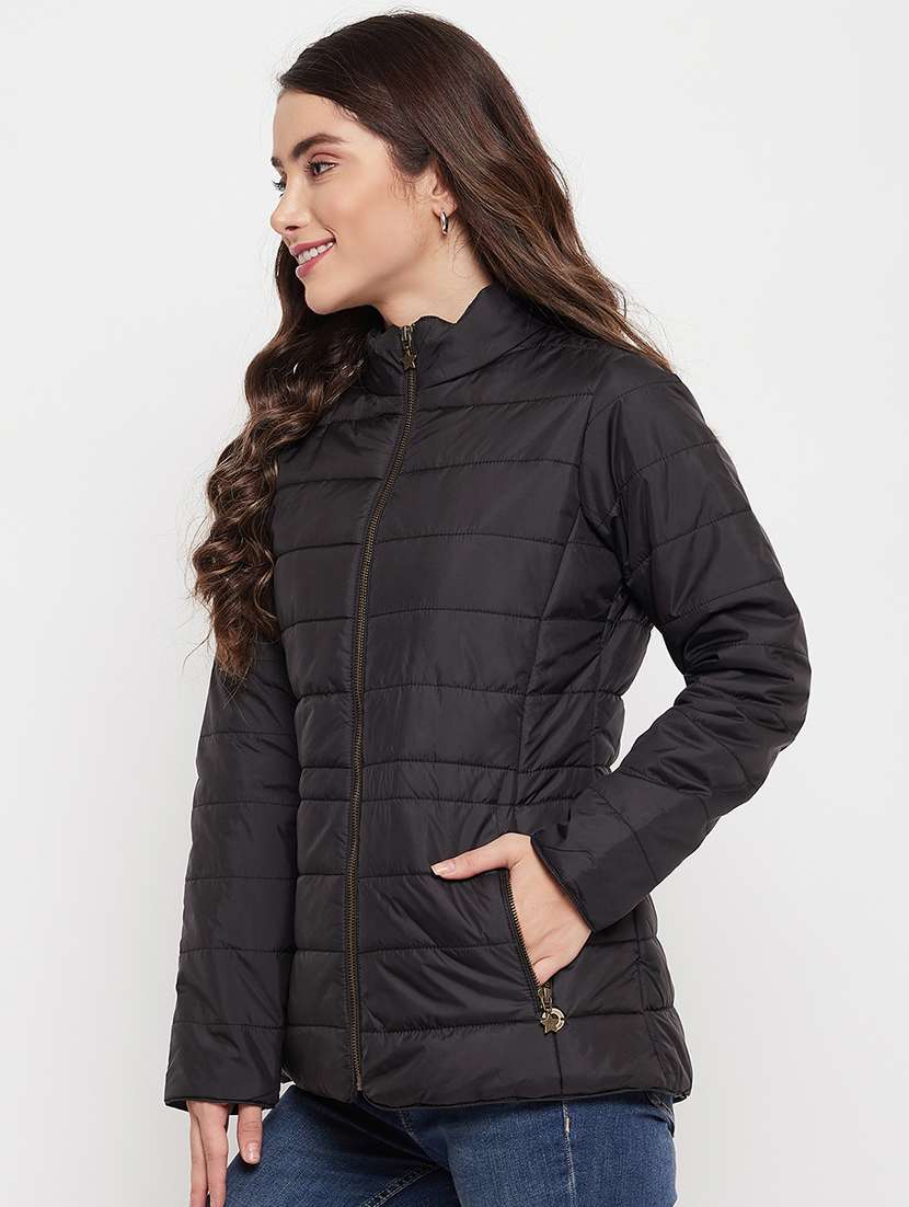 women solid long sleeve quilted jacket  - 18507972 -  Standard Image - 1