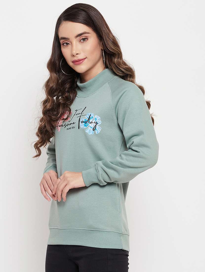 high neck graphic printed sweatshirt - 18507982 - Standard Image - 1