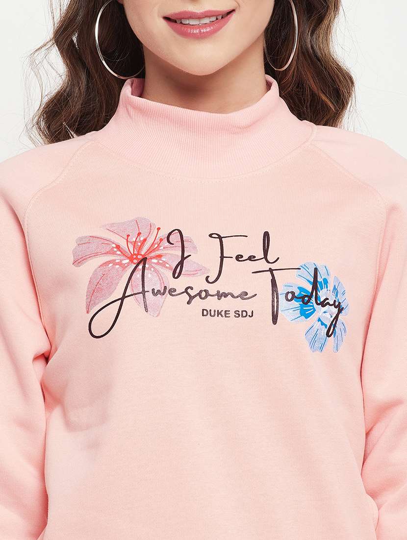 High Neck Graphic Printed Sweatshirt - 18507983 -  Standard Image - 4