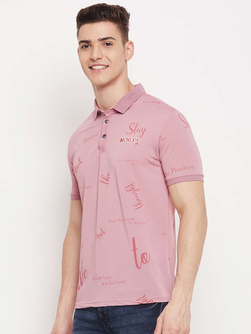 pink polo neck printed t-shirt  - 18507986 -  Standard Image - 1