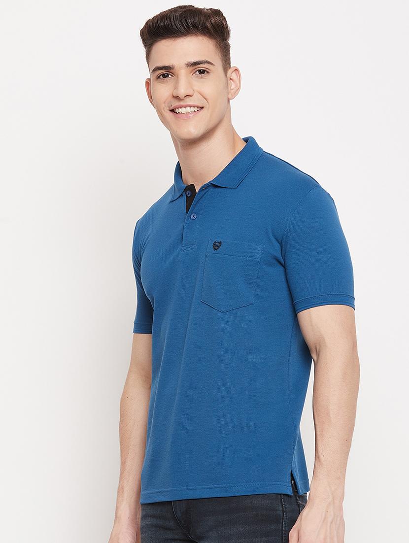 teal polo neck solid t-shirt - 18508001 - Standard Image - 1