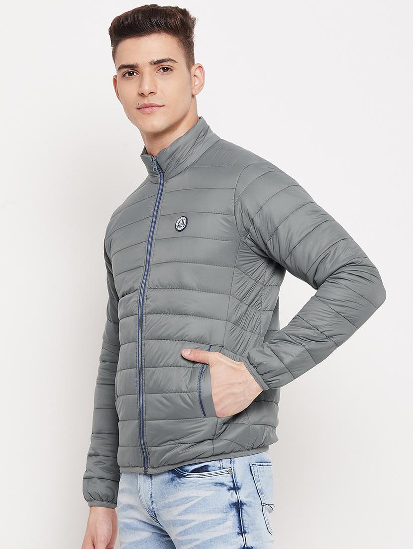 grey solid quilted jacket - 18508018 -  Standard Image - 1