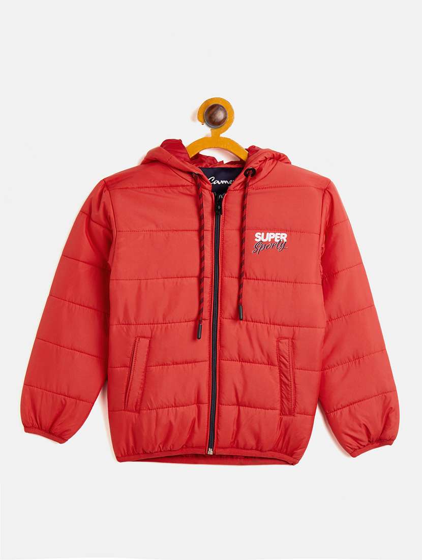 boys hooded neck quilted jacket 