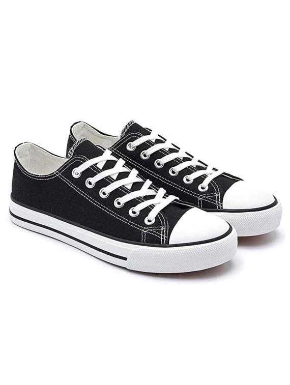 black canvas lace up sneakers