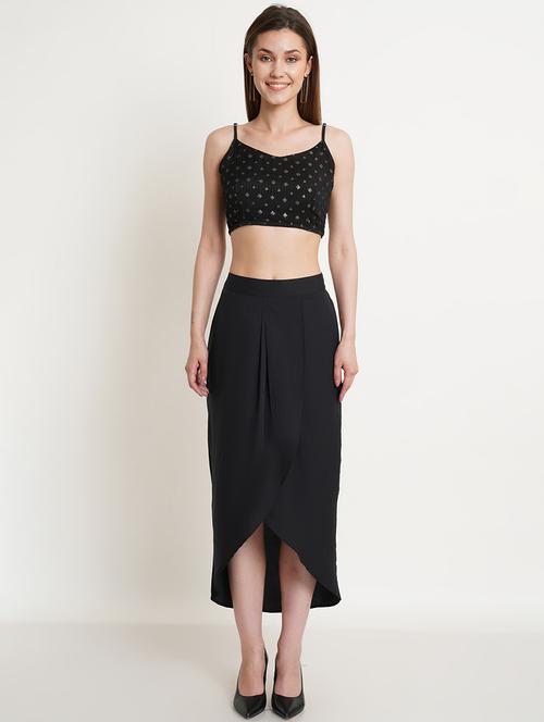 embellished crop top with skirt set - 18509656 -  Standard Image - 0