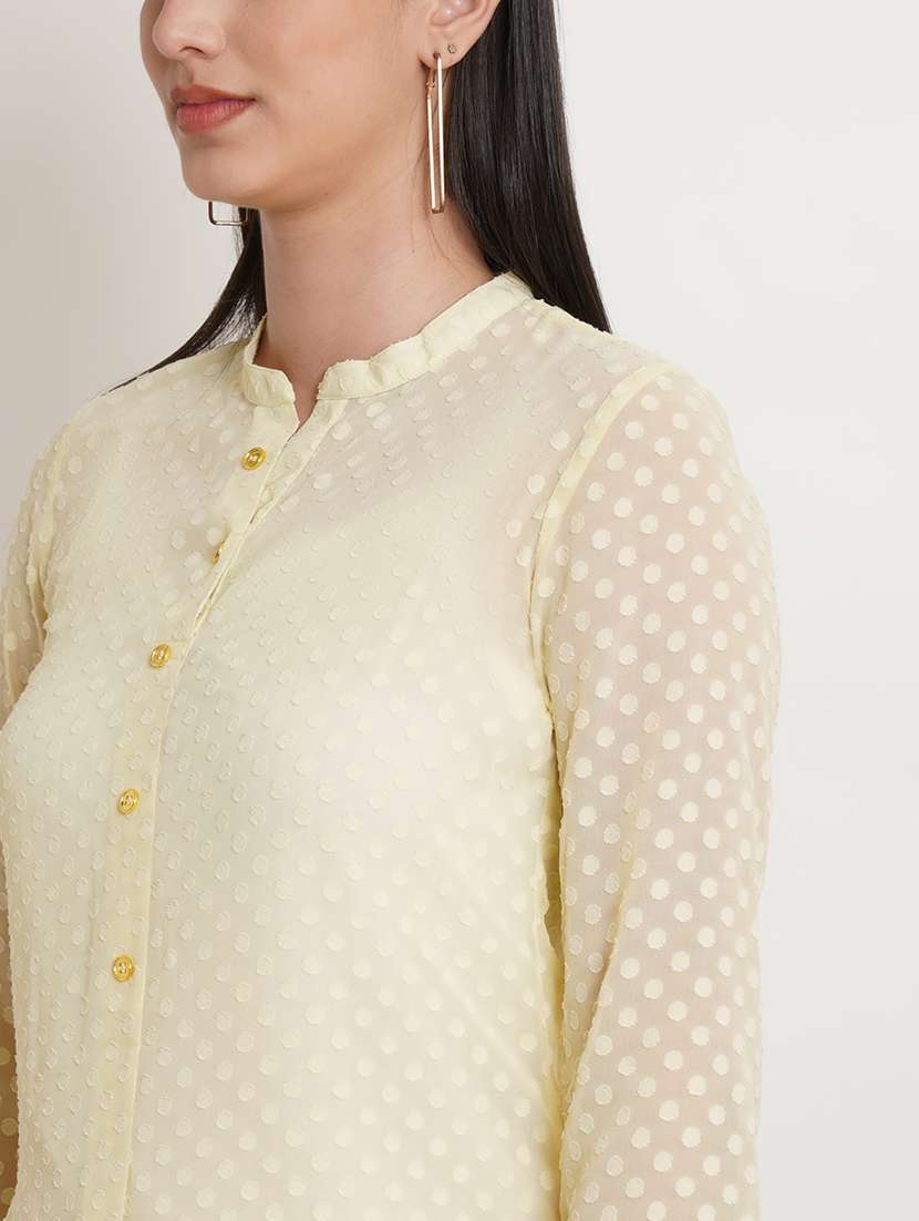 mandarin neck self design kurti - 18509667 - Standard Image - 4