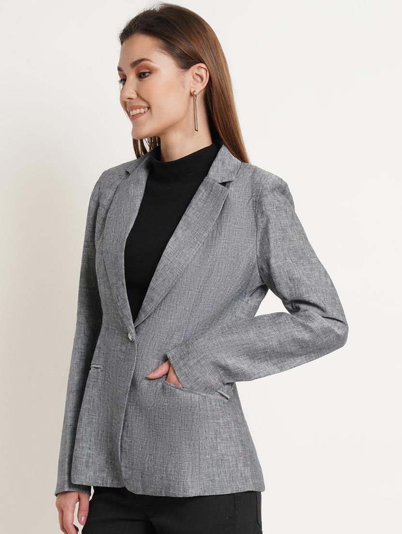 lapel neck melange casual blazer - 18509693 - Standard Image - 1