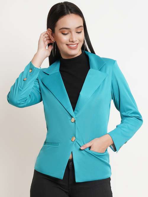 lapel neck solid casual blazer - 18509696 -  Standard Image - 0